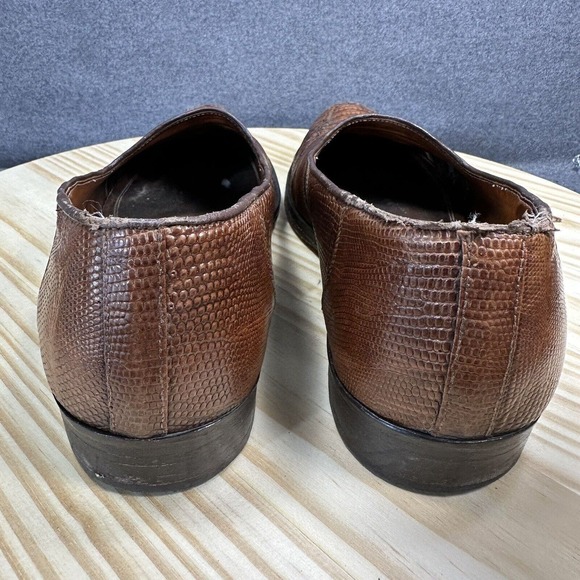 ZELLI ROSSI TEJU LIZARD PENNY LOAFER COGNAC 202 Size 8 Slip‎ On Dress Shoe Italy main image 9